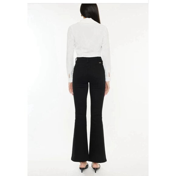 Kancan Flare Jeans High Rise Distressed Black Size 27 Petite - Picture 3 of 12